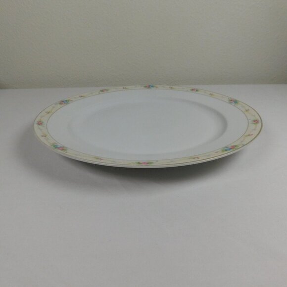Noritake Marguerite 12" Round Chop Plate Pink Blue Roses Gold Band Handpainted - Picture 2 of 9